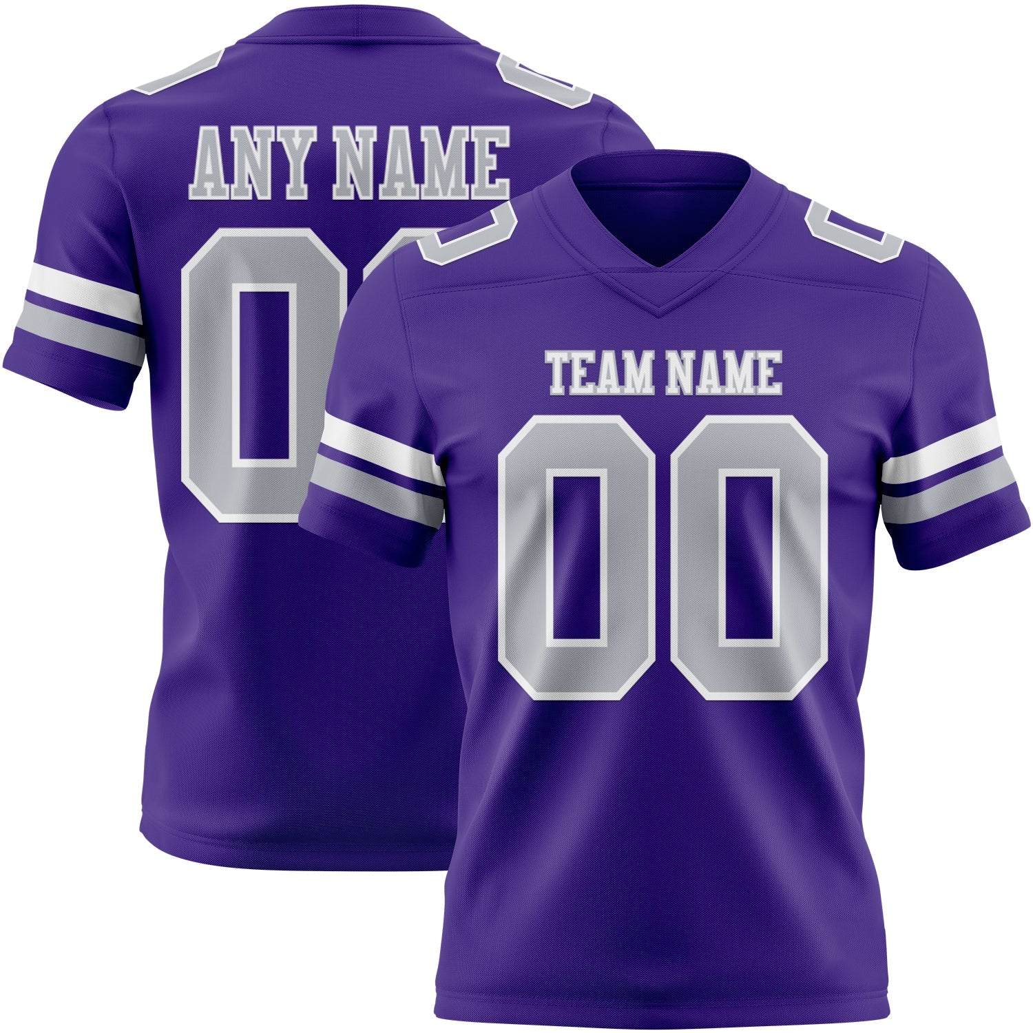 Custom Purple Gray-White Authentic Football Jersey - Main View