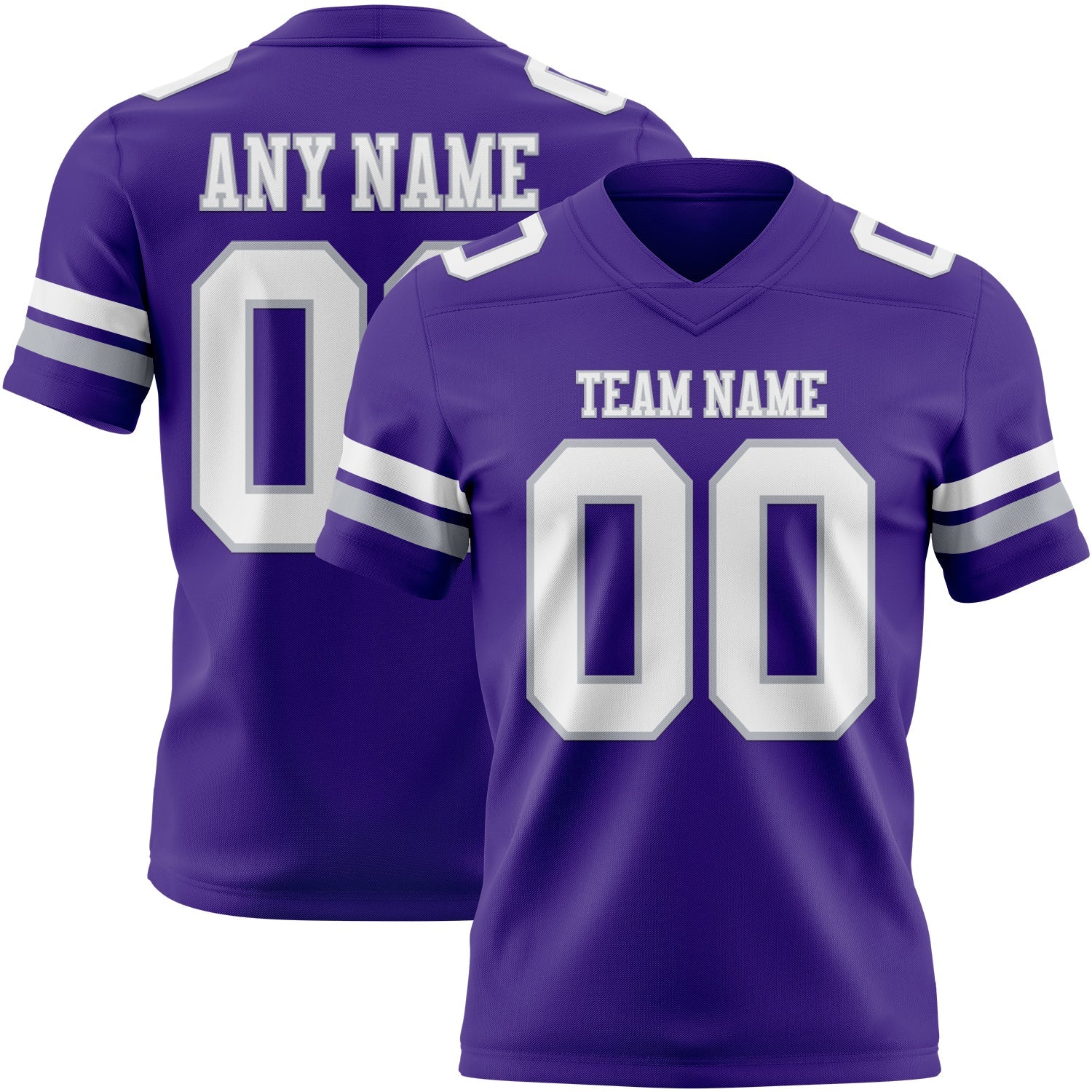 Custom Purple White-Gray Authentic Football Jersey - Main View