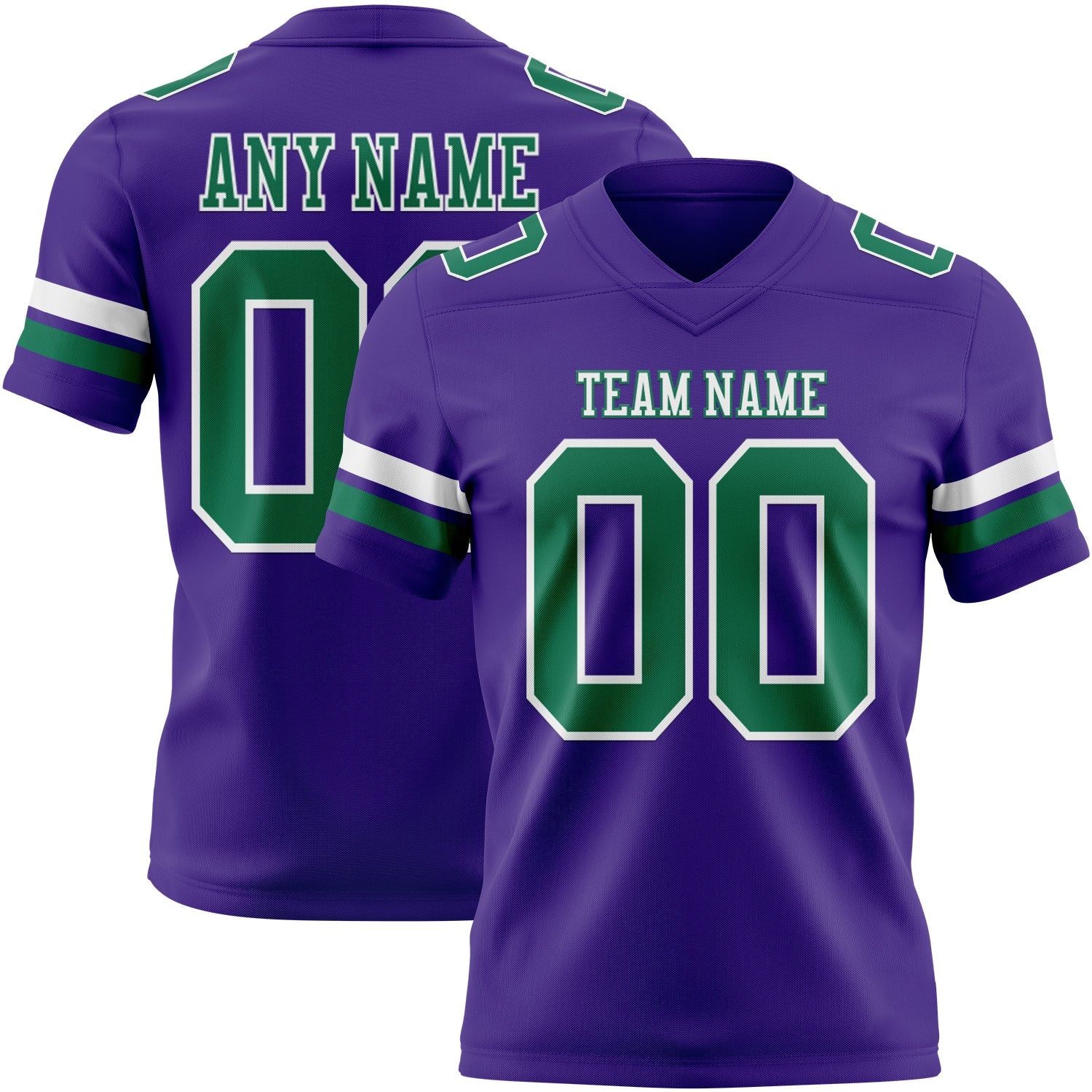 Custom Purple Kelly Green-White Authentic Football Jersey - Main View