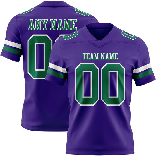 Custom Purple Kelly Green-White Authentic Football Jersey - Main View