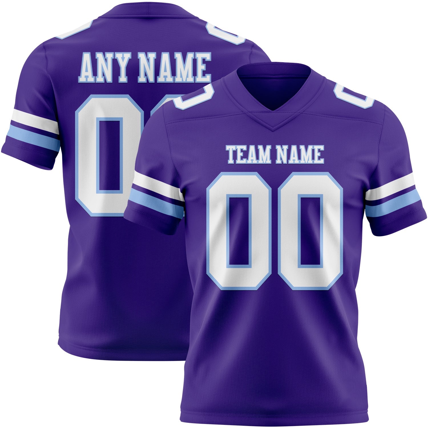 Custom Purple White-Light Blue Authentic Football Jersey - Main View