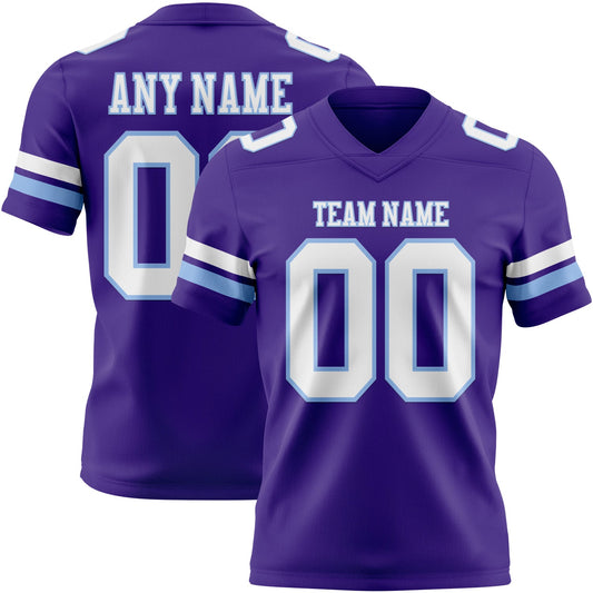 Custom Purple White-Light Blue Authentic Football Jersey - Main View