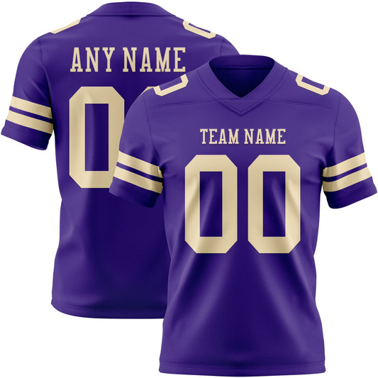 Custom Purple Cream Authentic Football Jersey - Main View