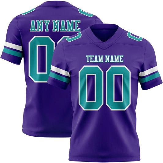 Custom Purple Teal-White Authentic Football Jersey - Main View