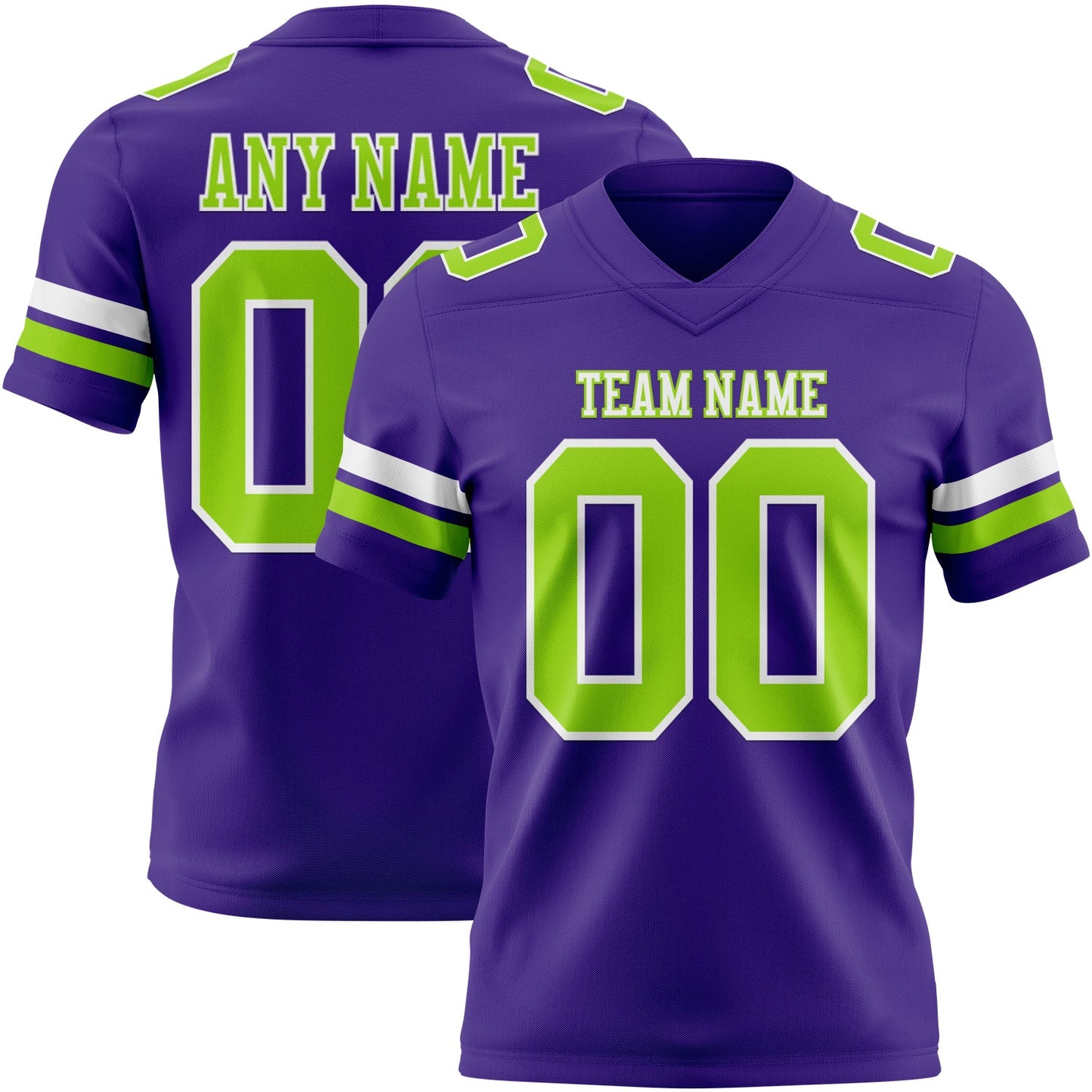 Custom Purple Neon Green-White Authentic Football Jersey - Main View