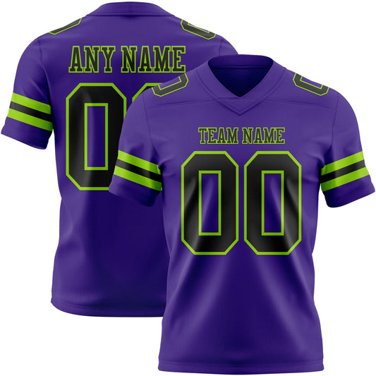 Custom Purple Black-Neon Green Authentic Football Jersey - Main View