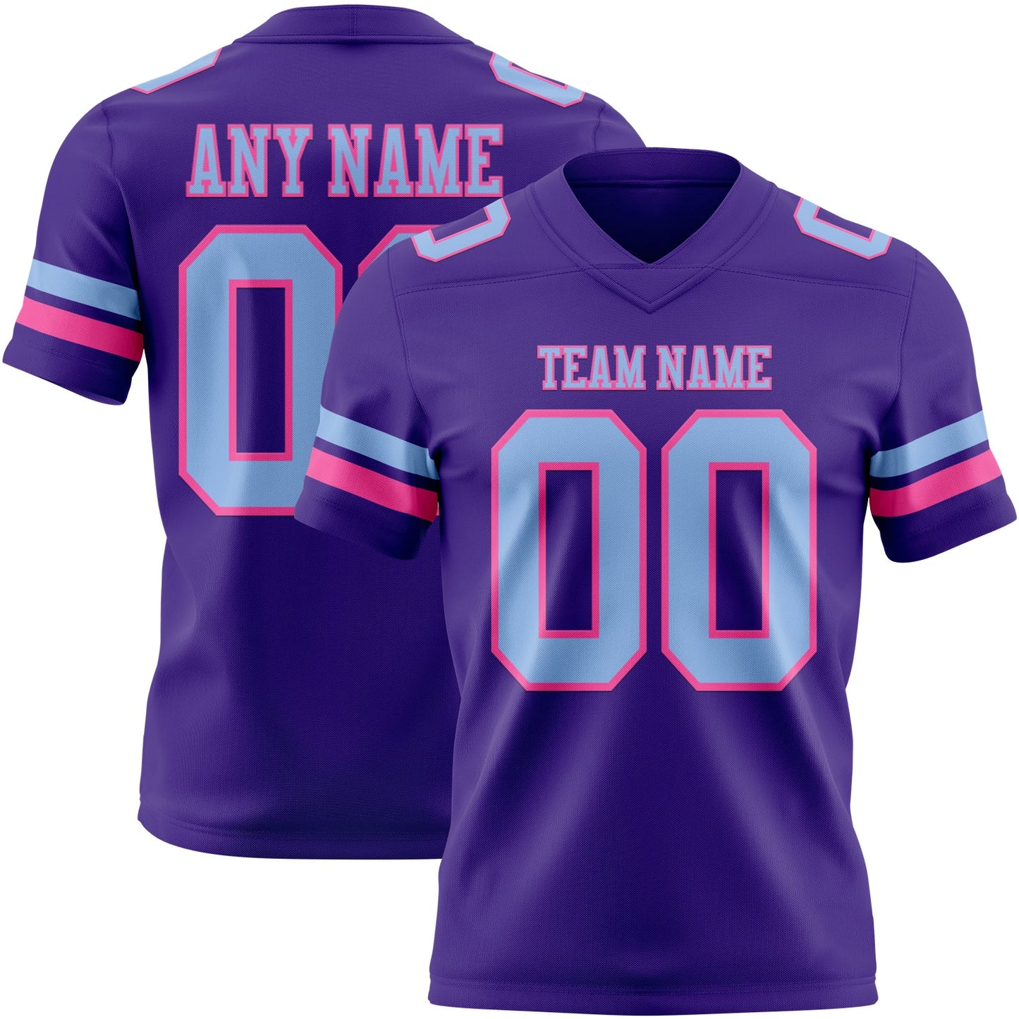 Custom Purple Light Blue-Pink Authentic Football Jersey - Main View