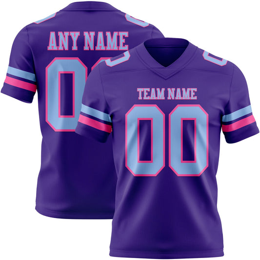 Custom Purple Light Blue-Pink Authentic Football Jersey - Main View