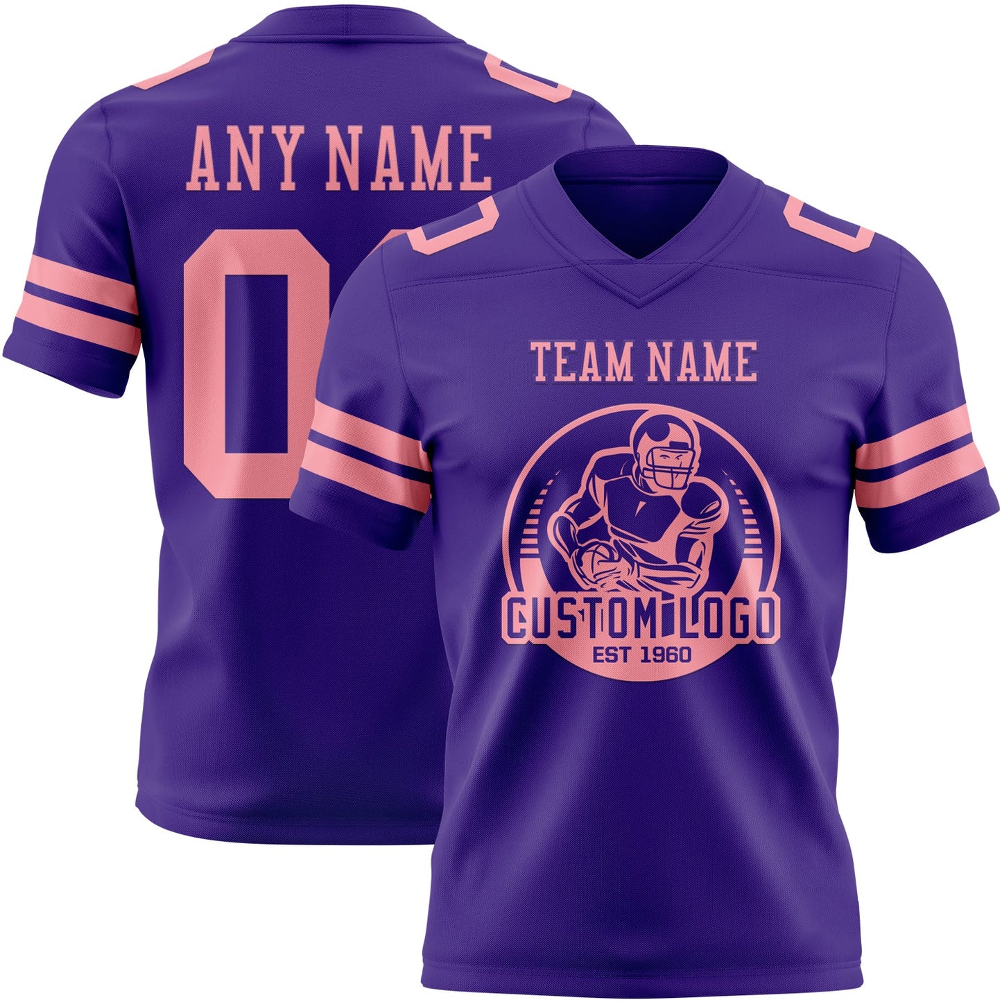 Custom Purple Medium Pink Authentic Football Jersey view 2