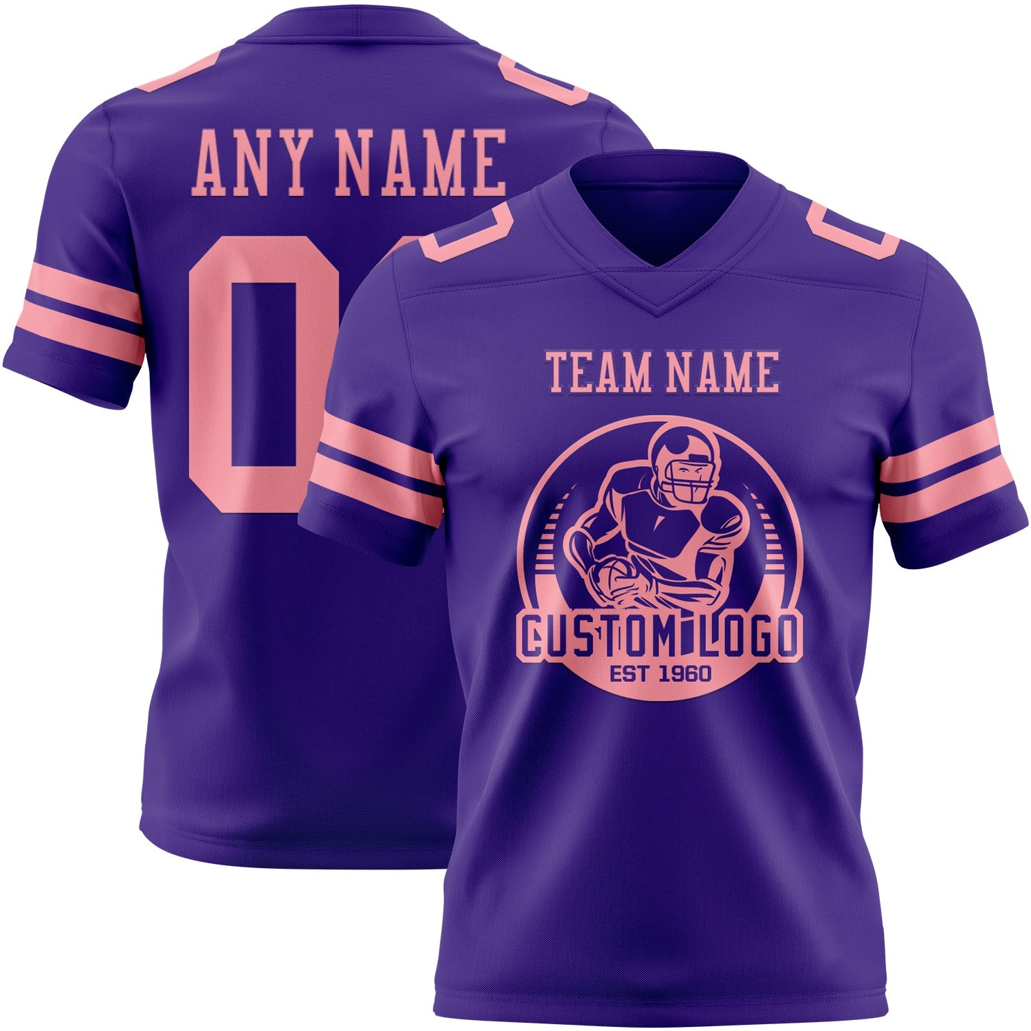 Custom Purple Medium Pink Authentic Football Jersey view 2