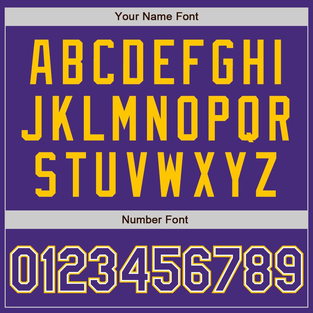 Custom Purple White-Yellow Authentic Baseball Jersey view 5