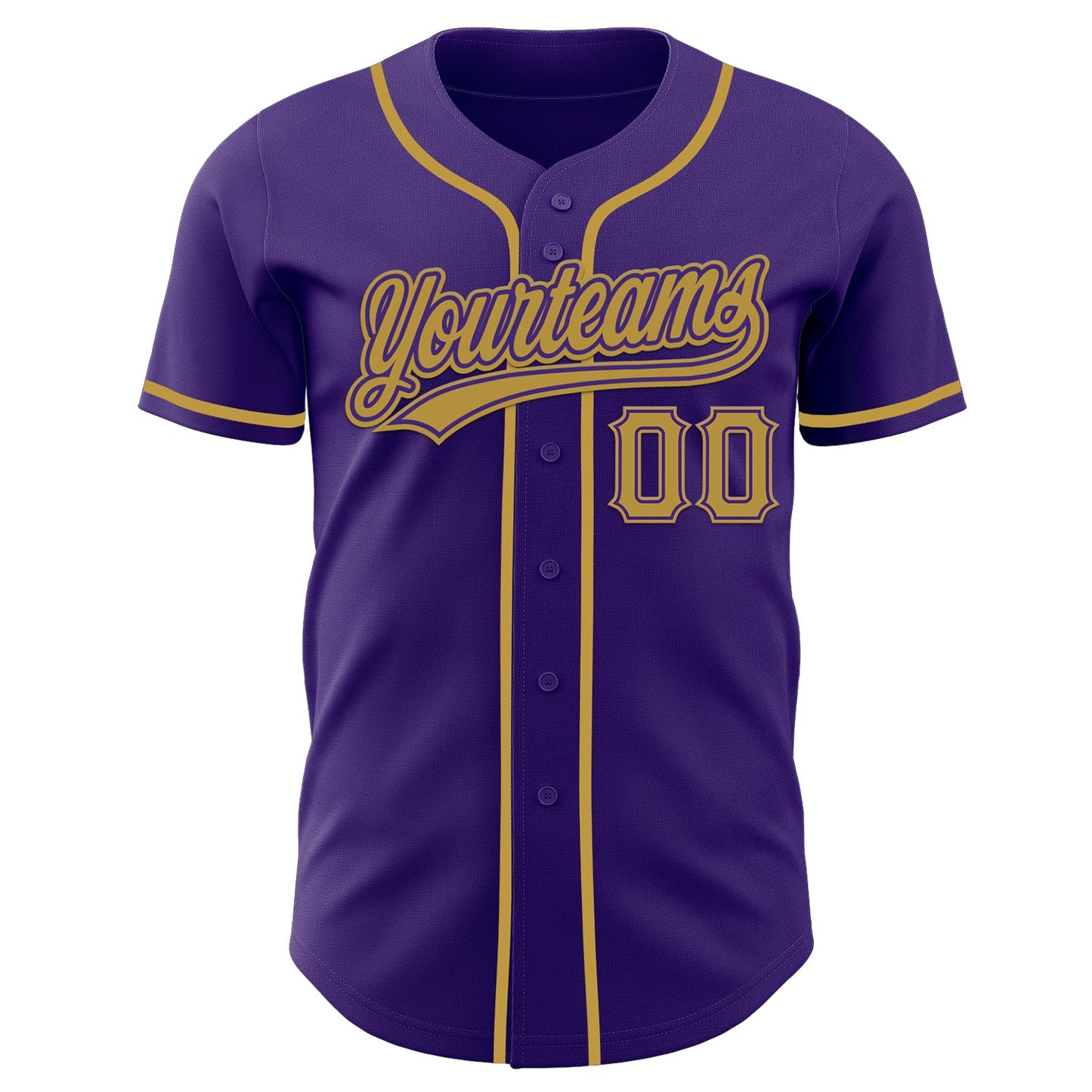 Custom Purple Old Gold Authentic Baseball Jersey view 2