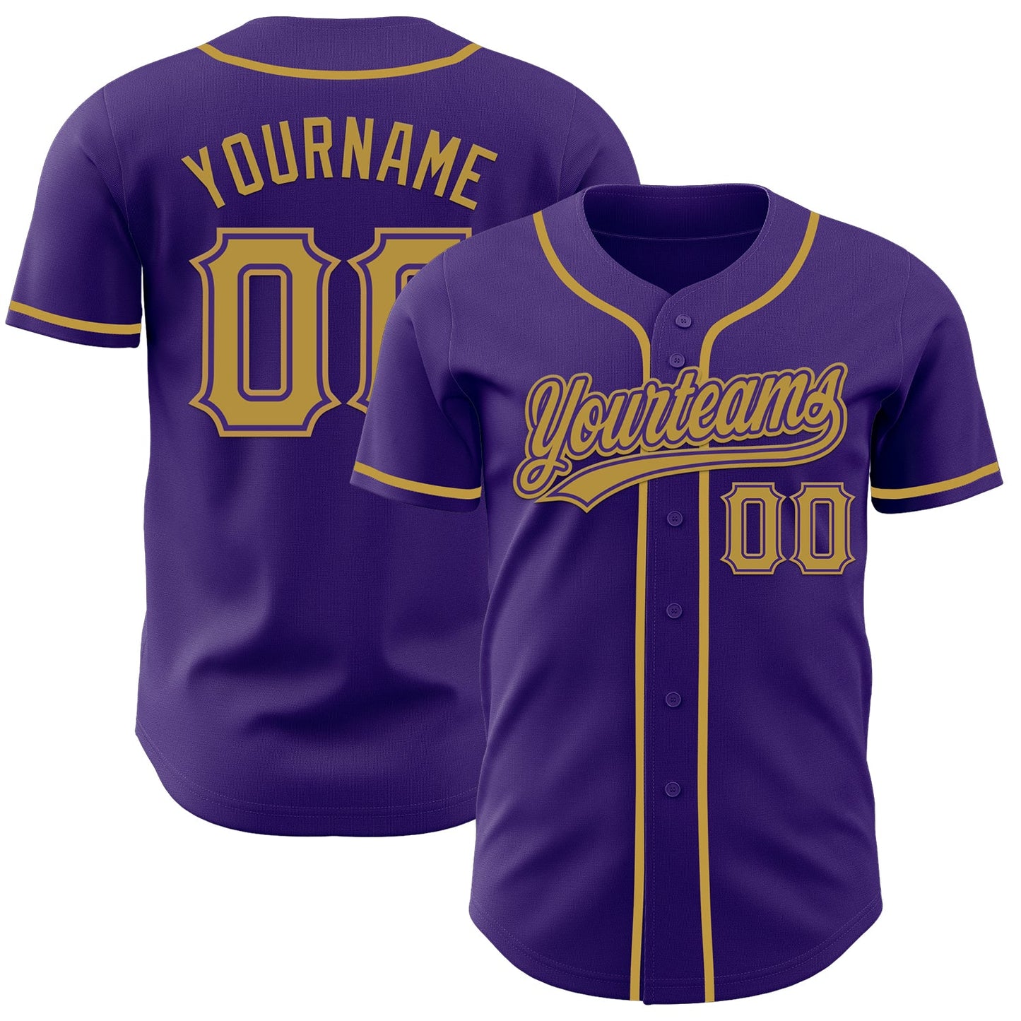 Custom Purple Old Gold Authentic Baseball Jersey - Main View
