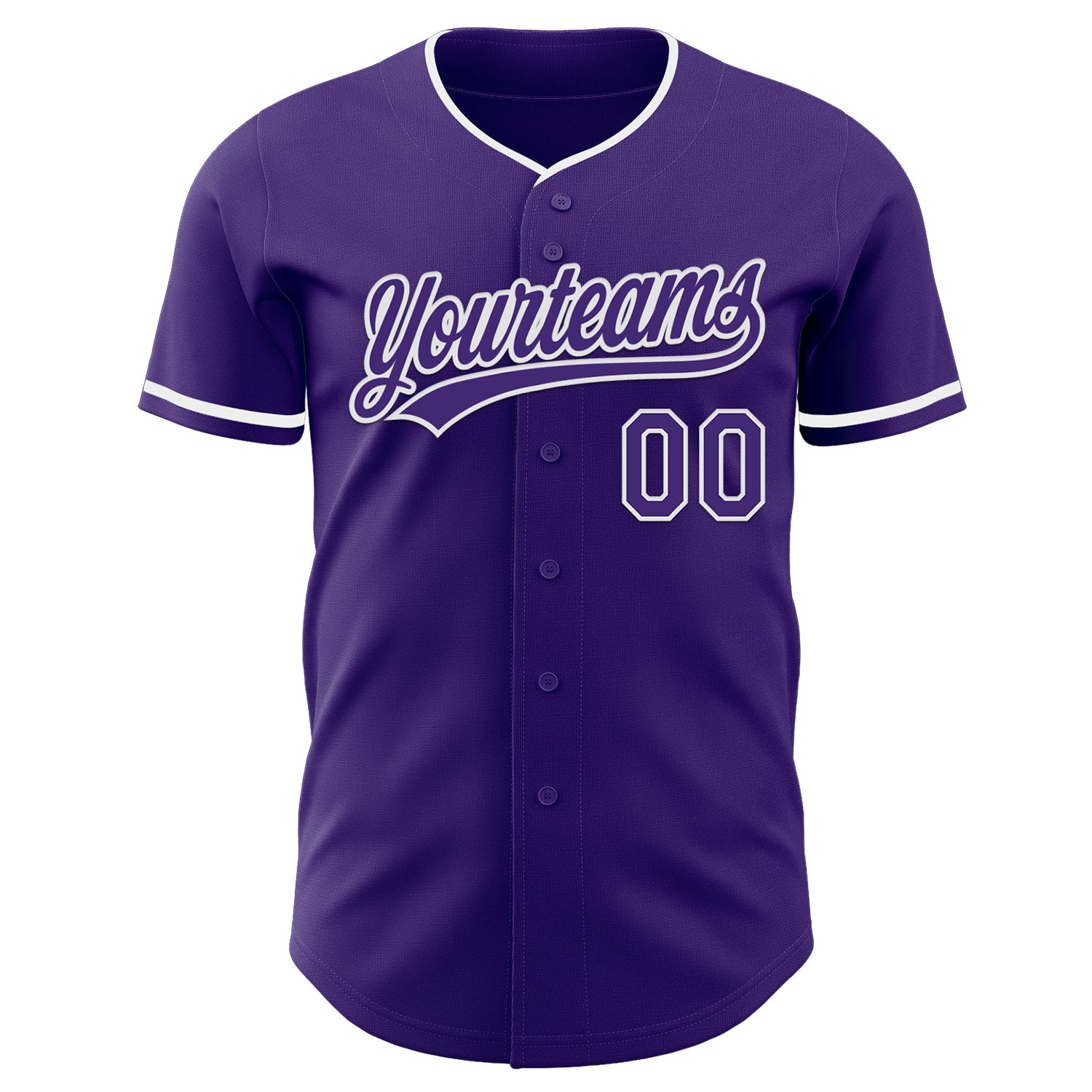 Custom Purple White Authentic Baseball Jersey view 2
