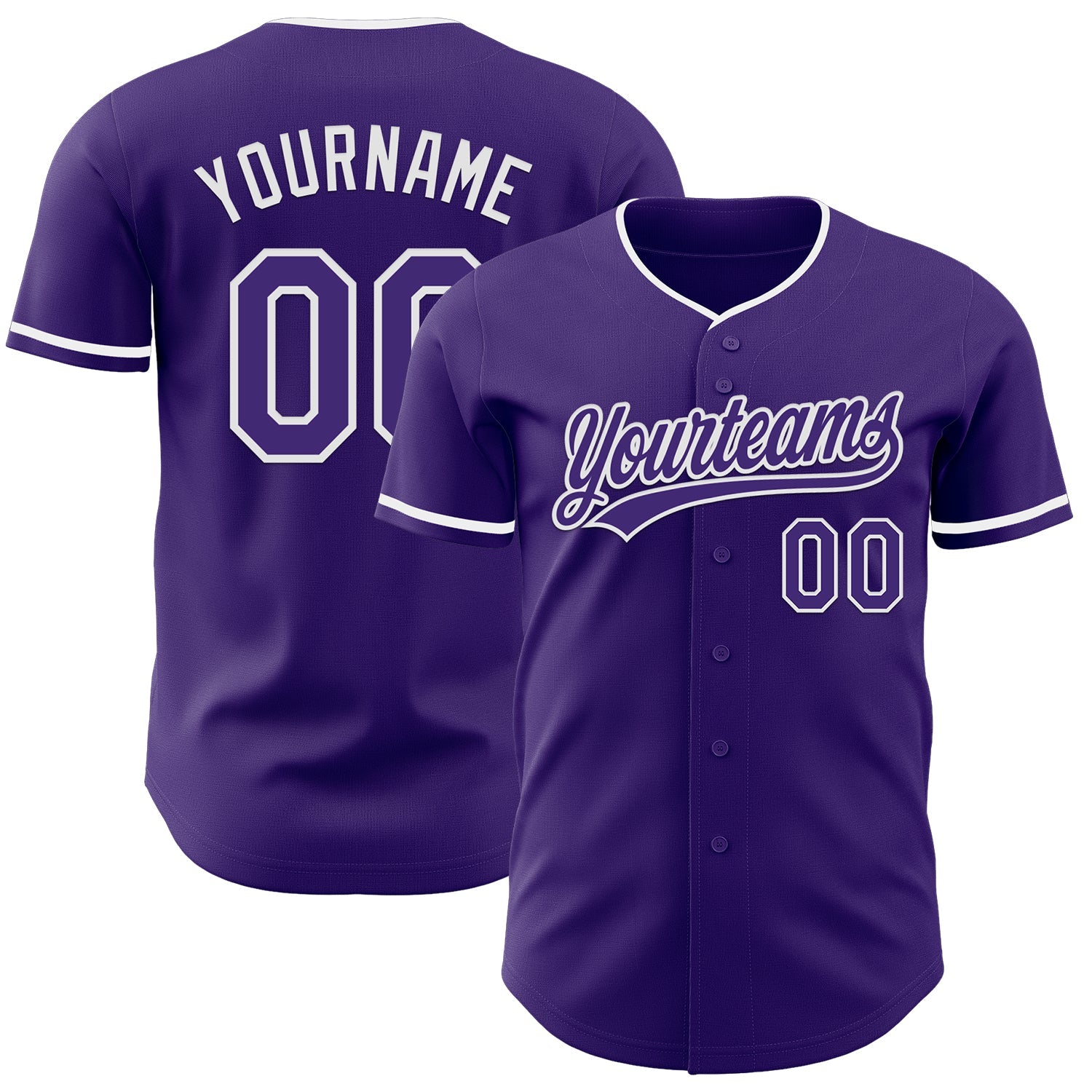 Custom Purple White Authentic Baseball Jersey - Main View
