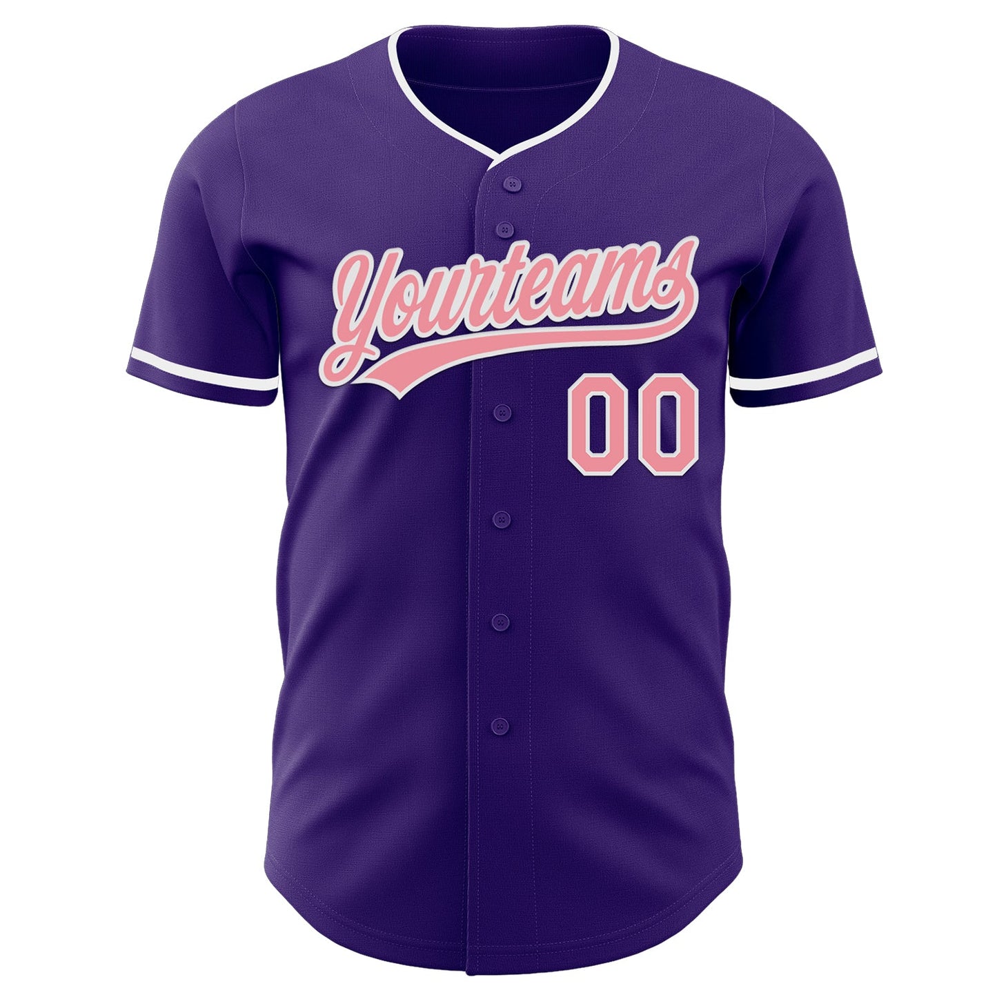Custom Purple Medium Pink-White Authentic Baseball Jersey view 2