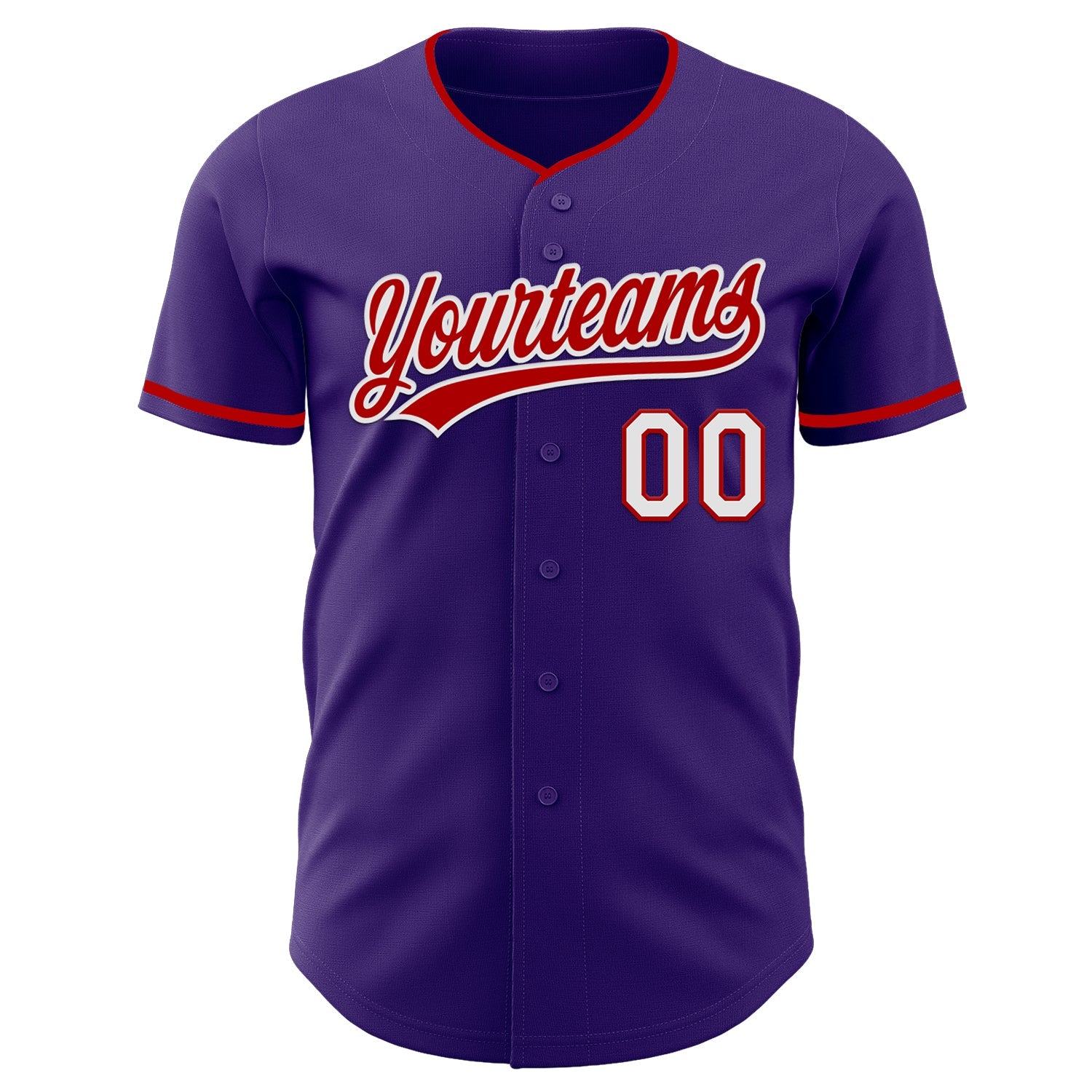 Custom Purple Red-White Authentic Baseball Jersey view 2