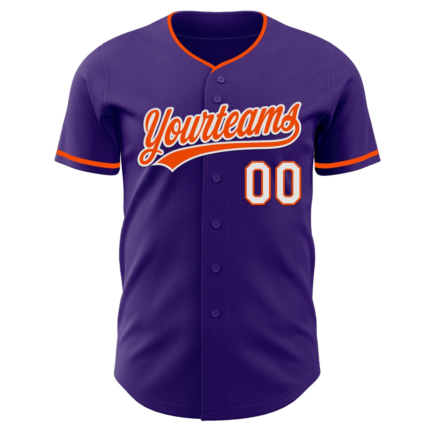 Custom Purple Orange-White Authentic Baseball Jersey view 2