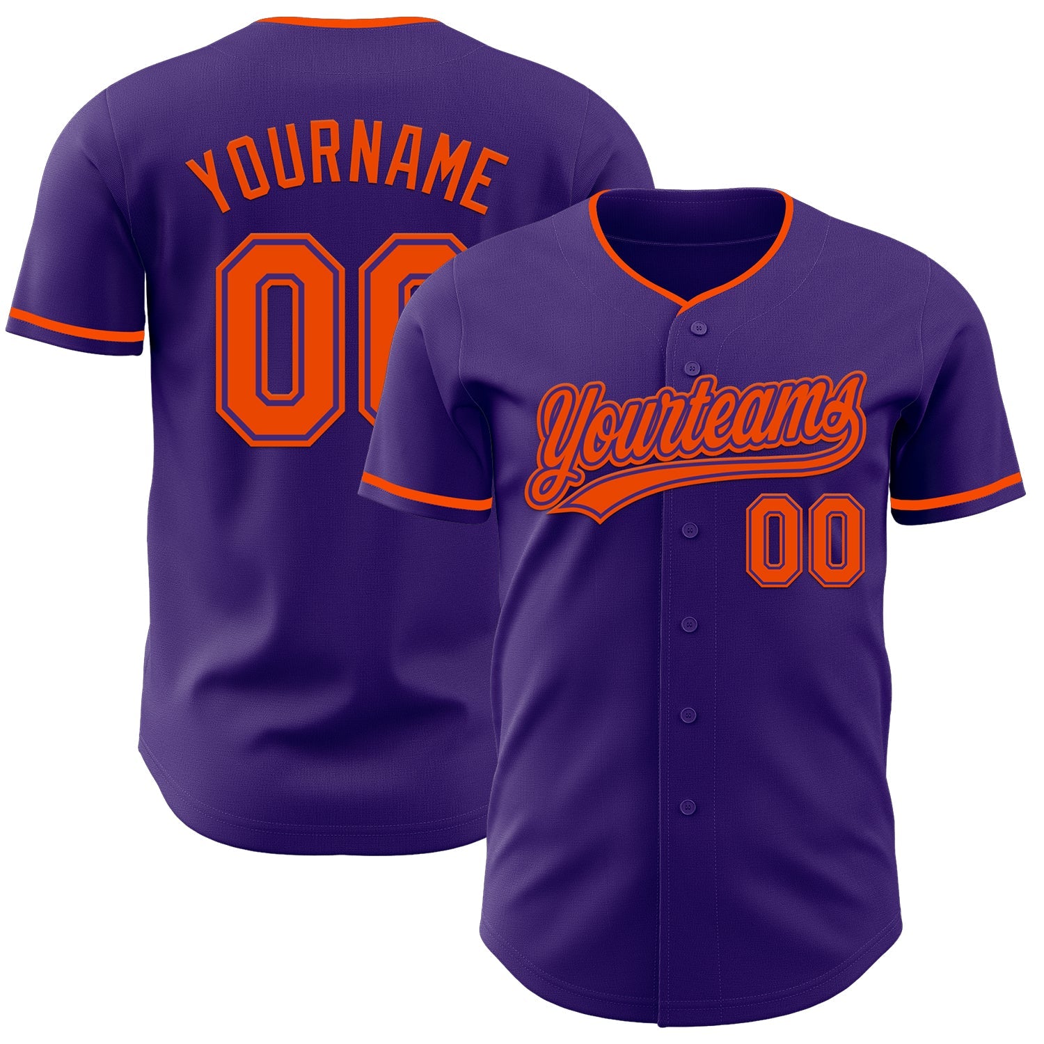 Custom Purple Orange Authentic Baseball Jersey - Main View