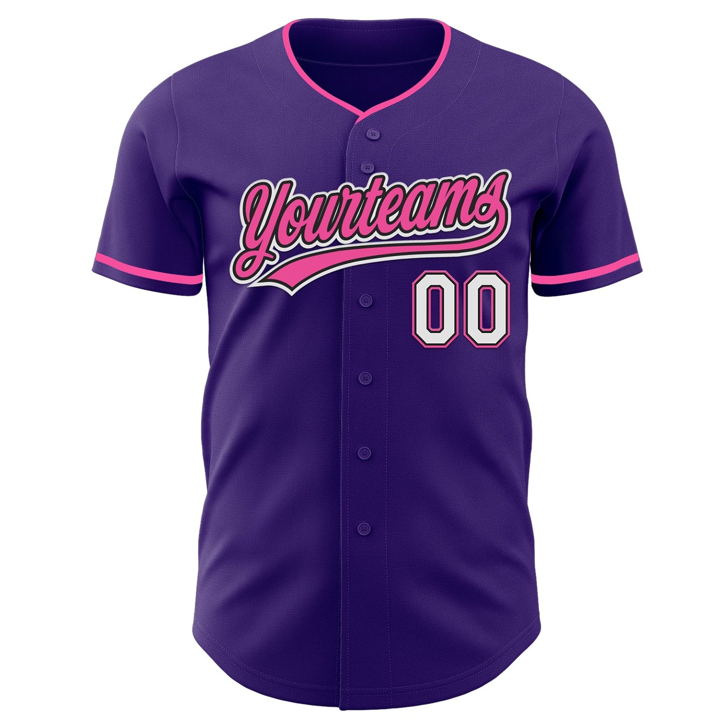 Custom Purple White Black-Pink Authentic Baseball Jersey view 2