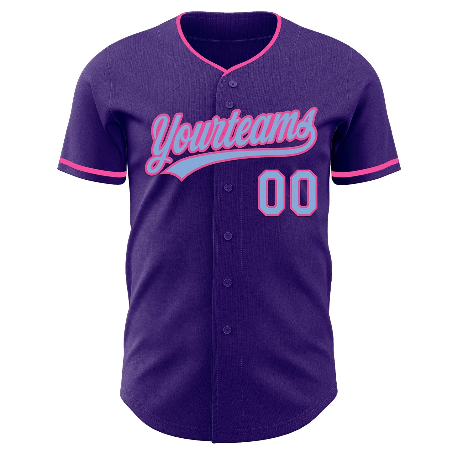 Custom Purple Light Blue-Pink Authentic Baseball Jersey view 2