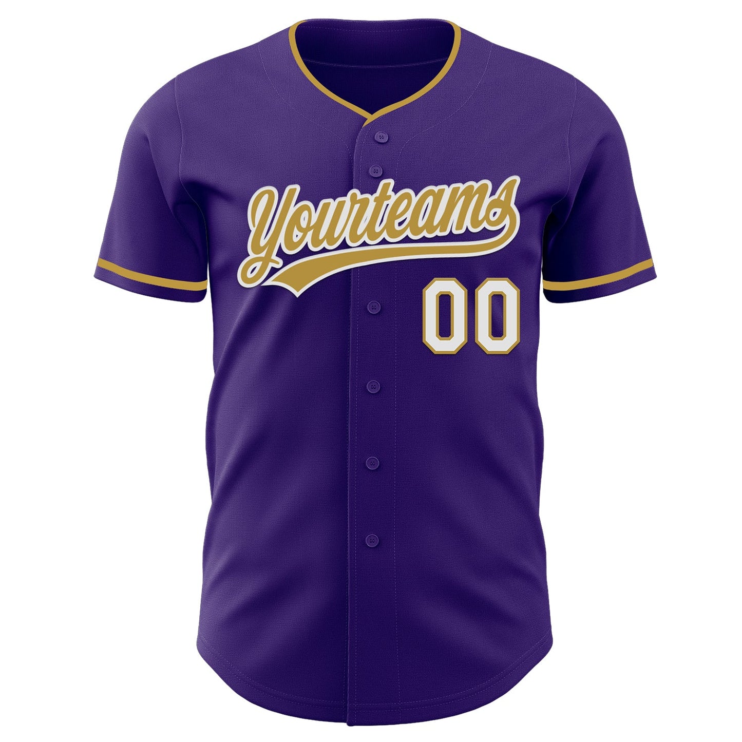 Custom Purple Old Gold-White Authentic Baseball Jersey view 2