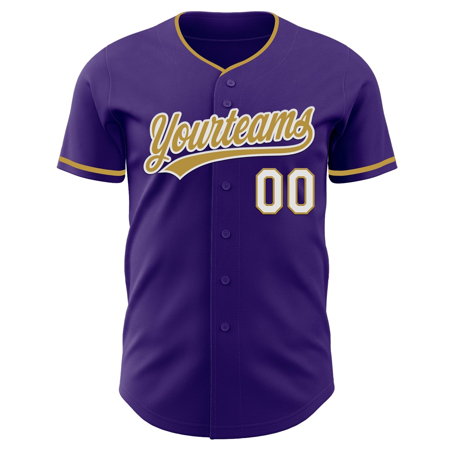 Custom Purple Old Gold-White Authentic Baseball Jersey view 2