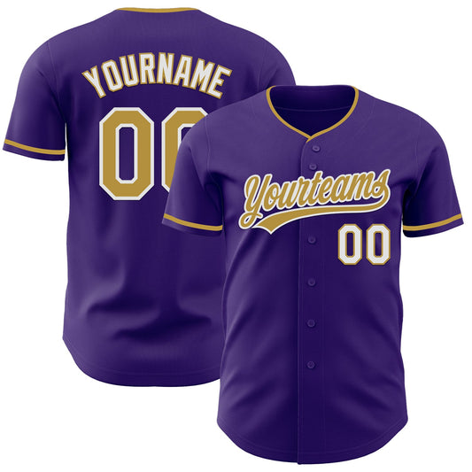 Custom Purple Old Gold-White Authentic Baseball Jersey - Main View