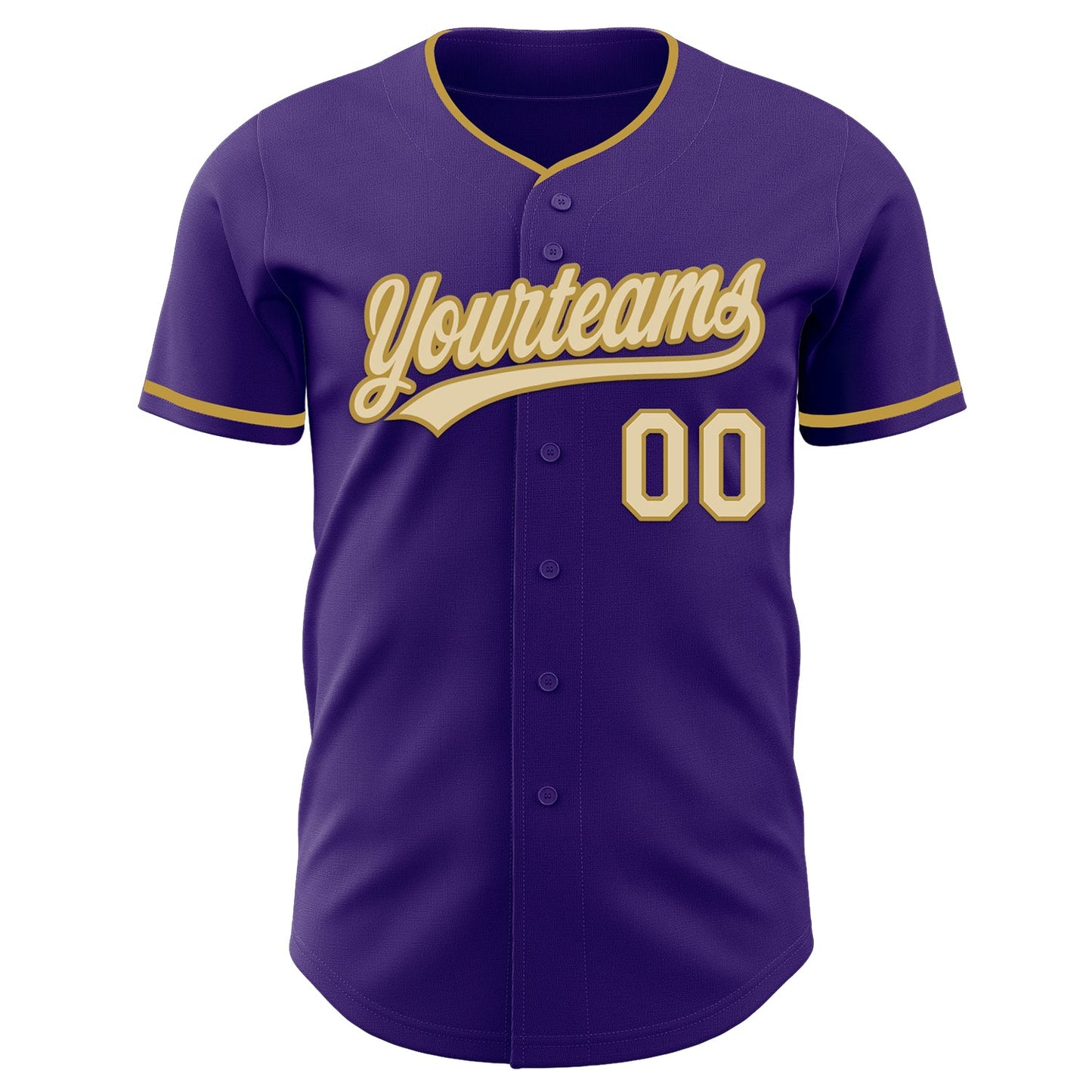 Custom Purple Cream-Old Gold Authentic Baseball Jersey view 2