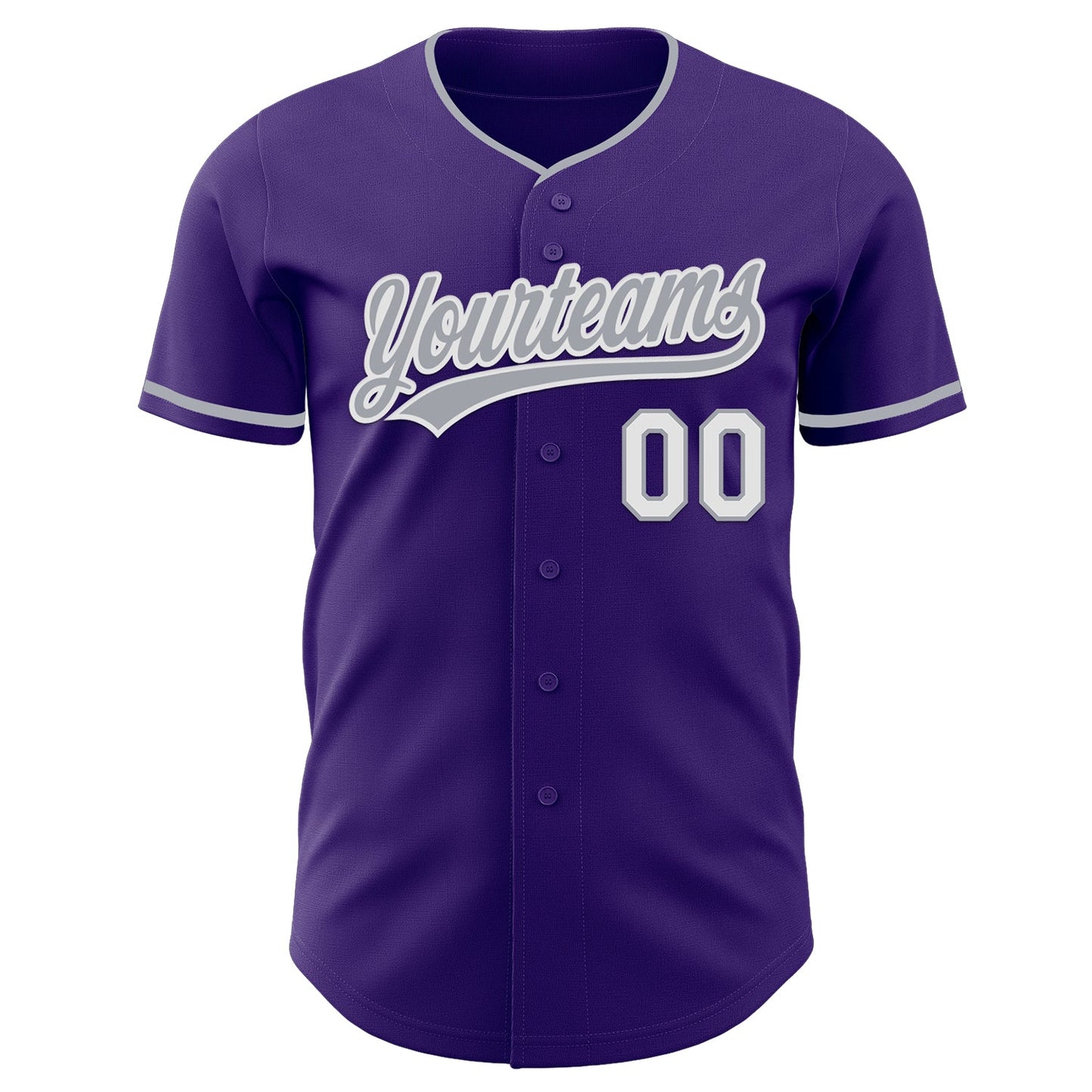 Custom Purple Gray-White Authentic Baseball Jersey view 2