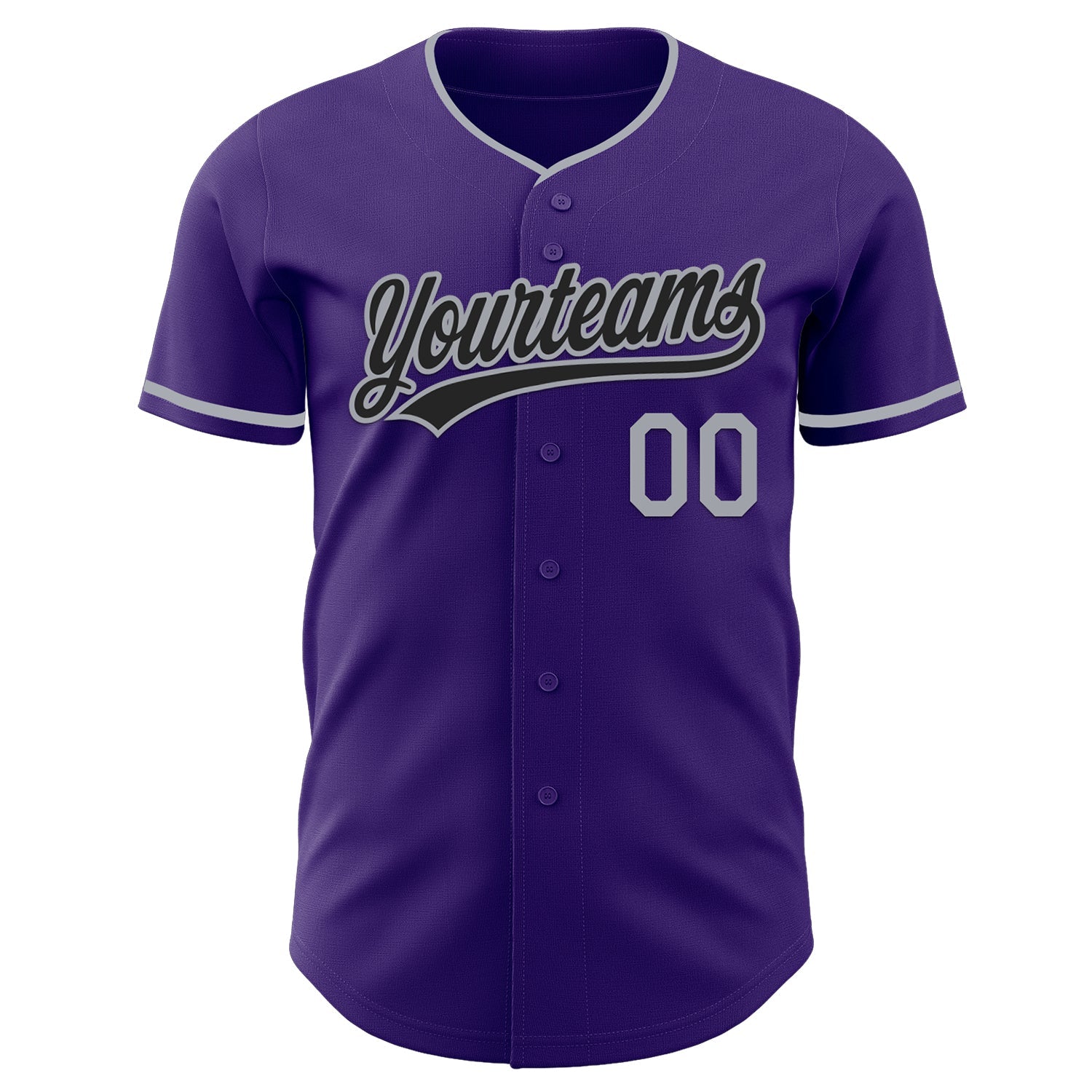 Custom Purple Black-Gray Authentic Baseball Jersey view 2