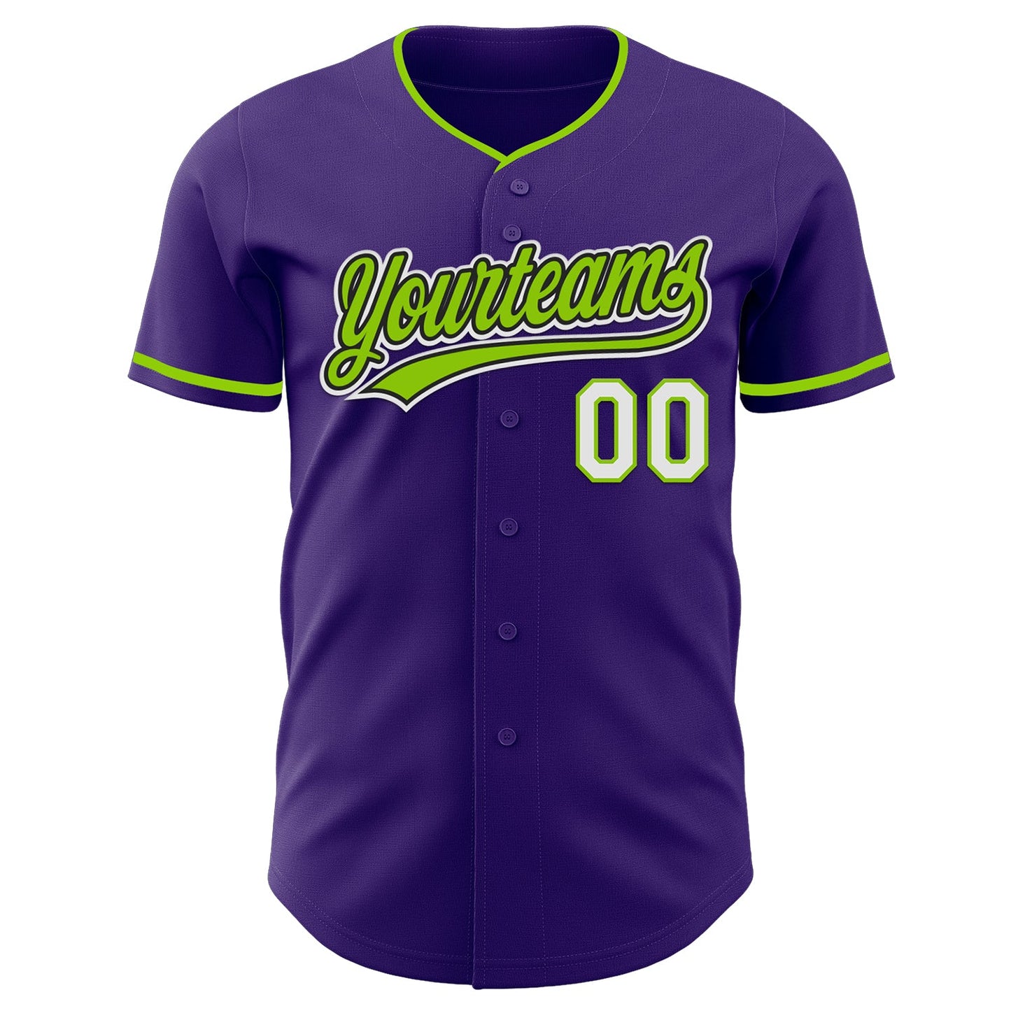 Custom Purple Neon Green Black-White Authentic Baseball Jersey view 2
