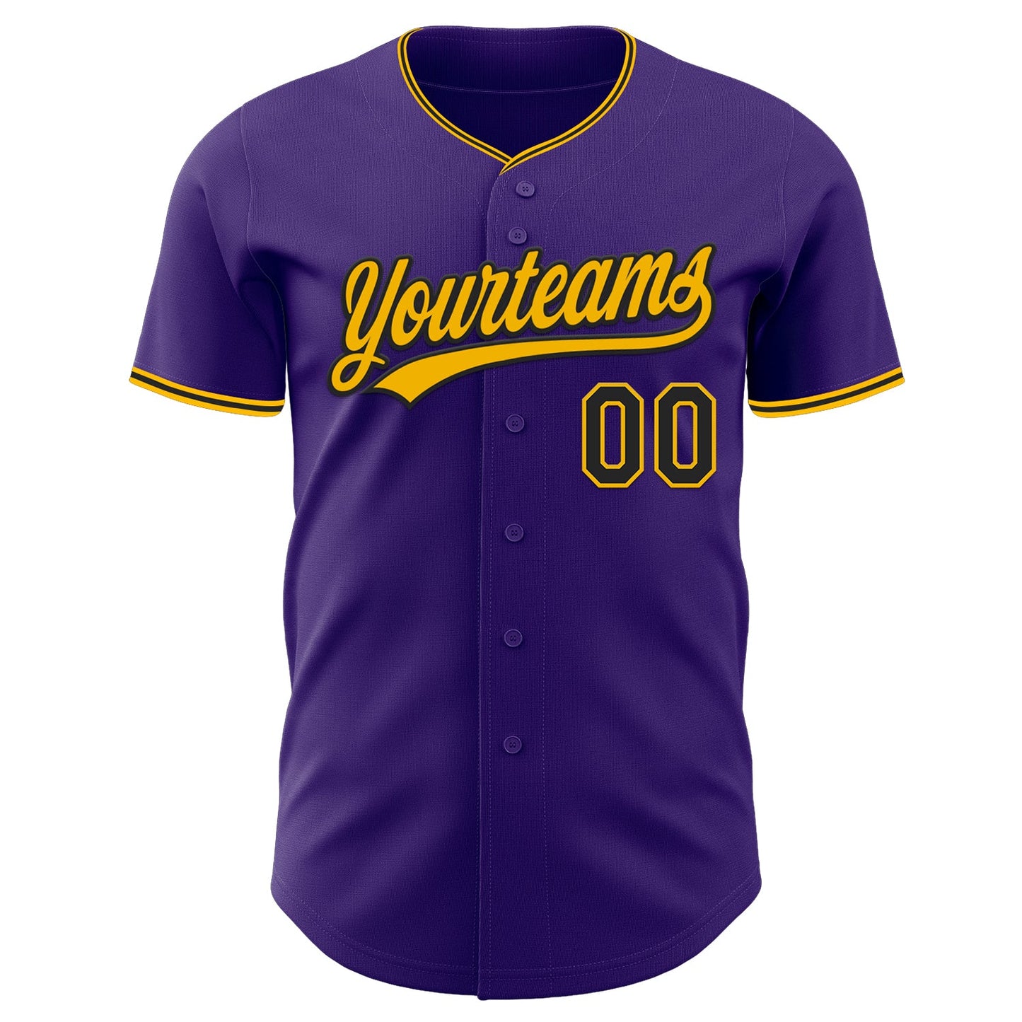 Custom Purple Black-Gold Authentic Baseball Jersey view 2