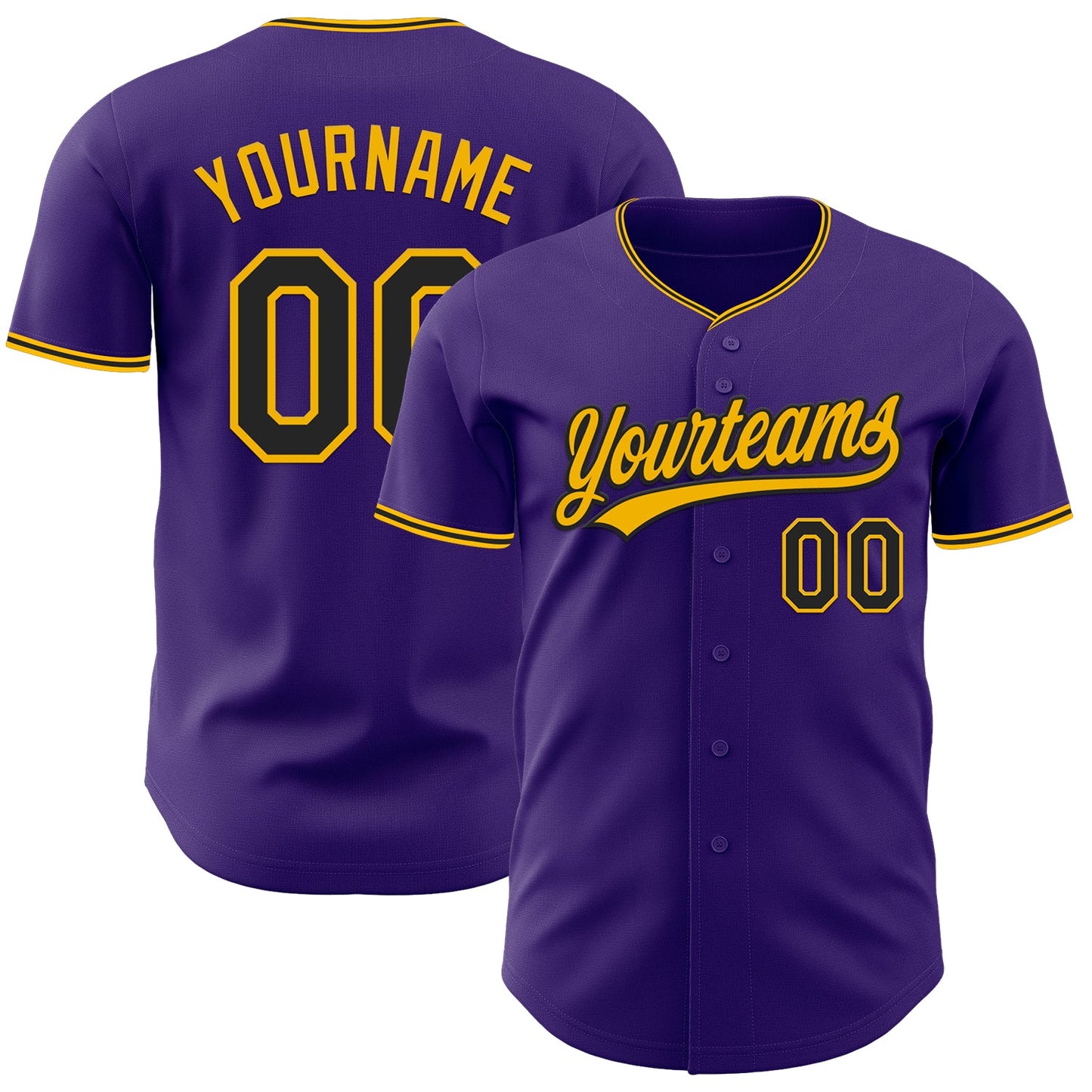 Custom Purple Black-Gold Authentic Baseball Jersey - Main View