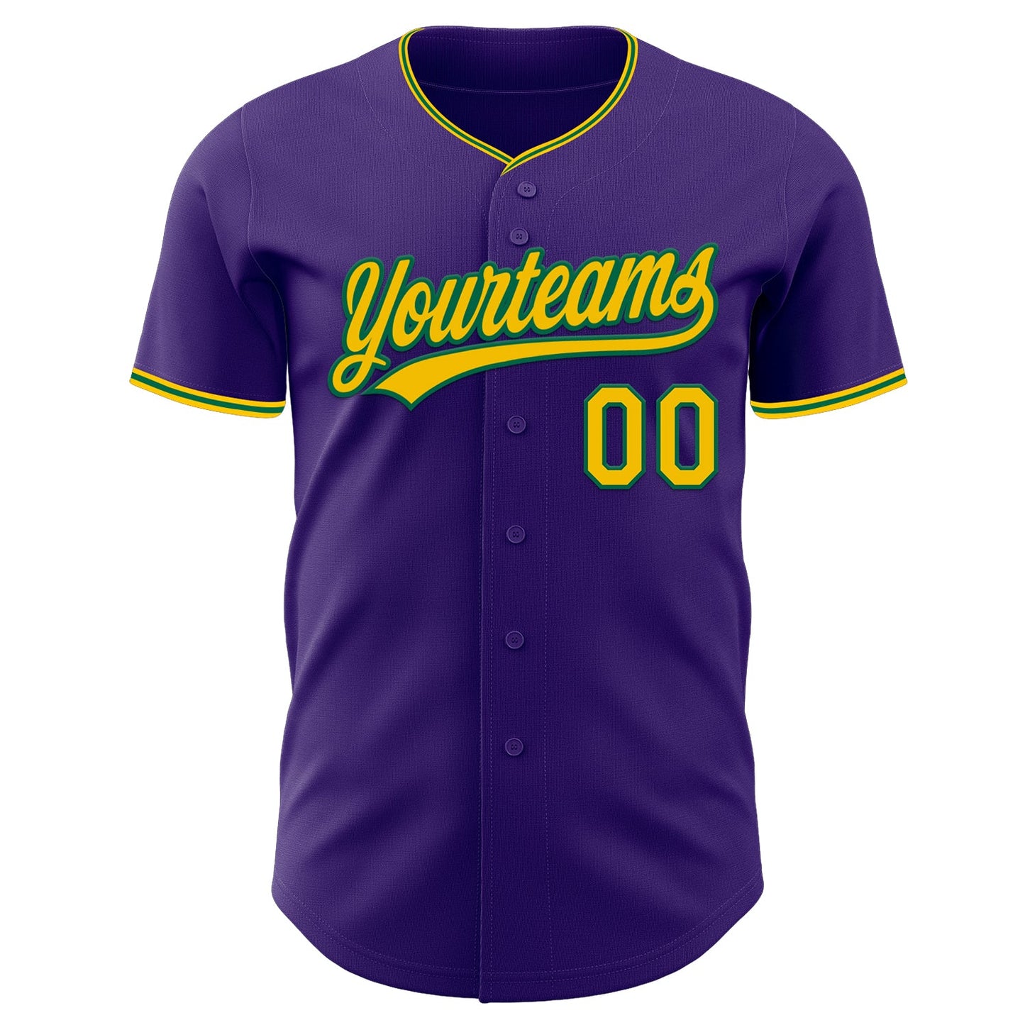 Custom Purple Yellow-Kelly Green Authentic Baseball Jersey view 2