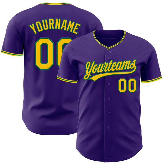 Custom Purple Yellow-Kelly Green Authentic Baseball Jersey - Main View