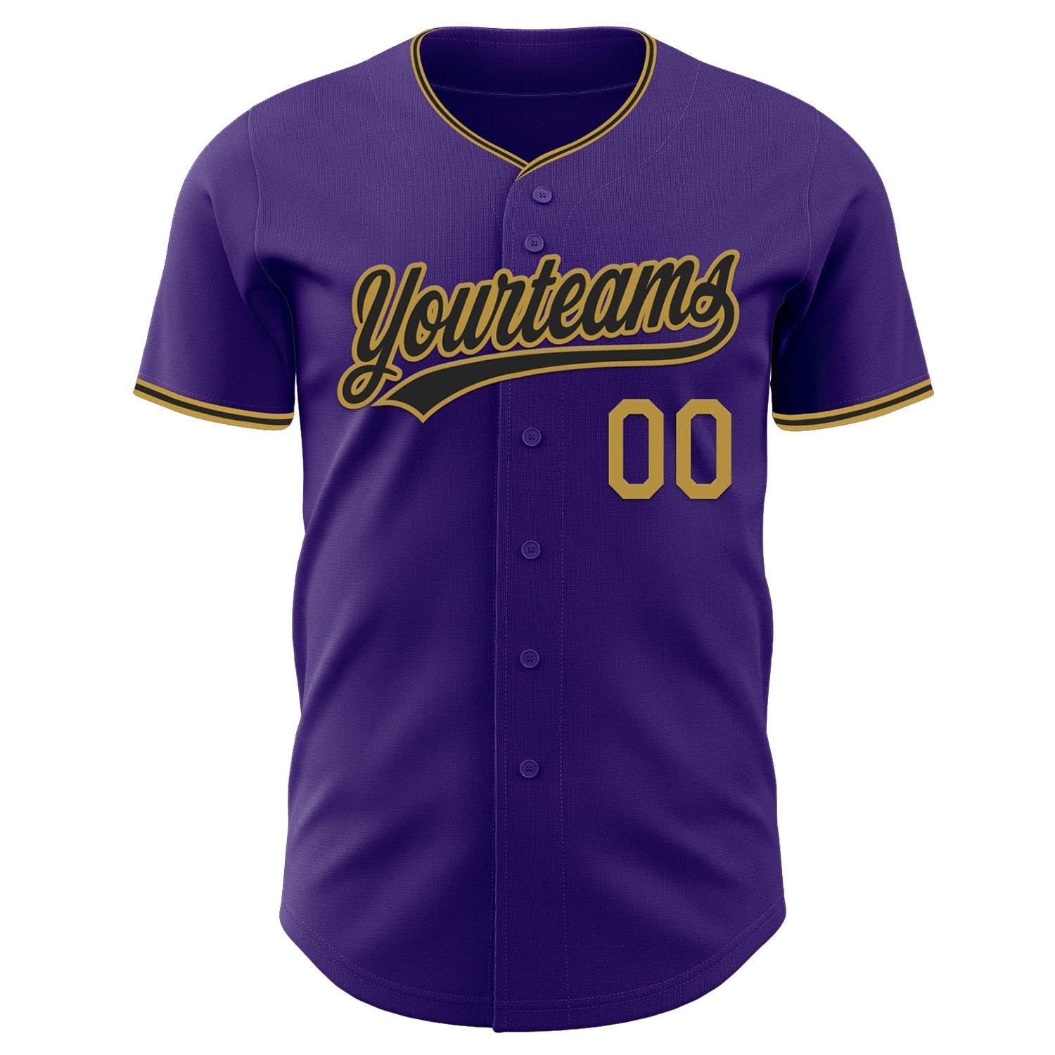 Custom Purple Black-Old Gold Authentic Baseball Jersey view 2