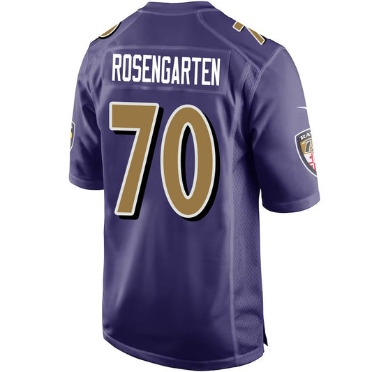 B.Ravens #70 Roger Rosengarten Purple Game Jersey Stitched American Football Jerseys - Main View