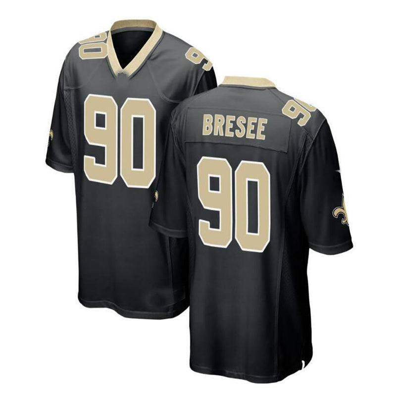 NO.Saints #90 Bryan Bresee Game Jersey - Black Stitched American Football Jerseys - Main View