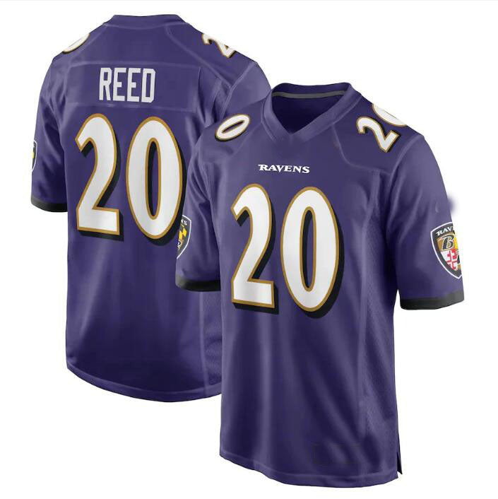 B.Ravens #20 Ed Reed Purple Retired Player Game Jersey Stitched American Football Jerseys - Main View