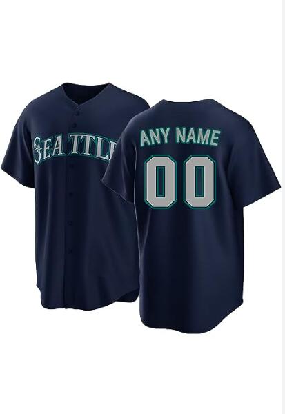 Baseball Jerseys Custom Seattle Mariners Majestic Athletic Navy Blue  Alternate Custom Replica Jersey - Main View