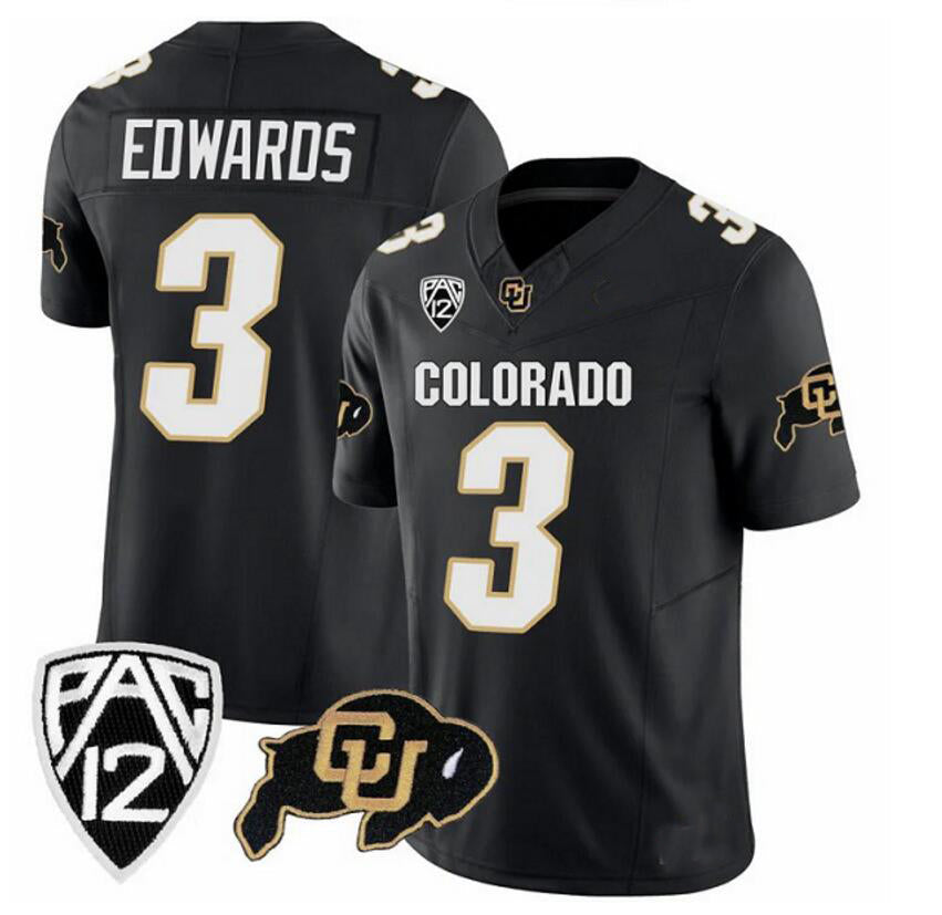 #3 EDWAROS C.Buffaloes Original Retro Brand NIL Football Player Jersey – Black Stitched American College Jerseys - Main View