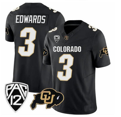 #3 EDWAROS C.Buffaloes Original Retro Brand NIL Football Player Jersey – Black Stitched American College Jerseys - Main View