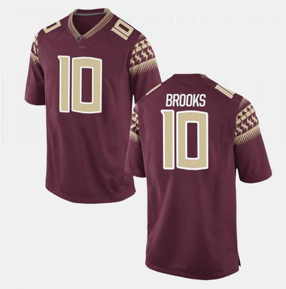 #10 BROOKS F.State Seminoles Game Jersey  Garnet Stitched American College Jerseys - Main View