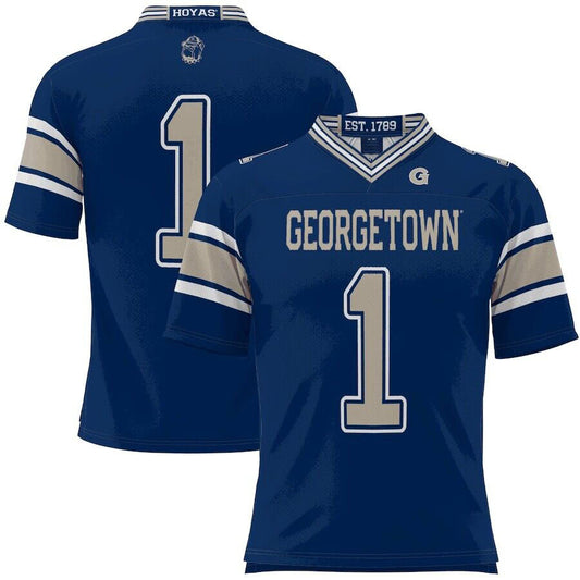 G.Hoyas GameDay Greats #1 Navy Football Jersey American College Jerseys - Main View