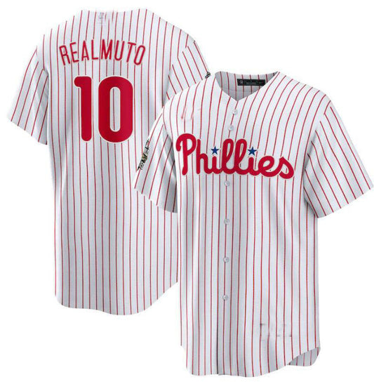 Philadelphia Phillies #10 J.T. Realmuto White 2022 World Series Home Replica Player Jersey Baseball Jerseys - Main View