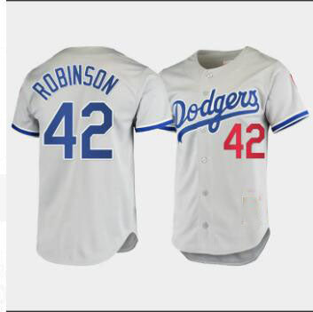 Los Angeles Dodgers #42 Jackie Robinson Gray Mitchell & Ness Authentic 1955  Home Jersey Cray Baseball Jerseys - Main View