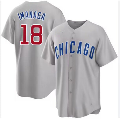 CHC Cubs #18 Away Imanaga Gray Cool Base Stitched Baseball Jersey - Main View