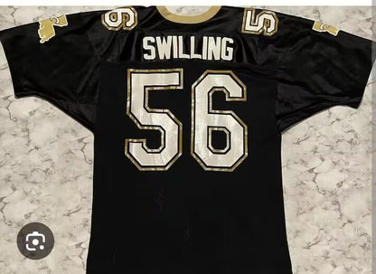 NO.Saints #56 Pat Swilling Black Game Jersey Stitched American Football Jerseys - Main View