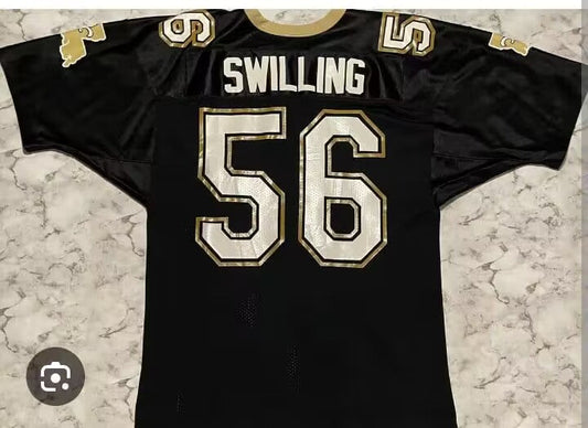 NO.Saints #56 Pat Swilling Black Game Jersey Stitched American Football Jerseys - Main View
